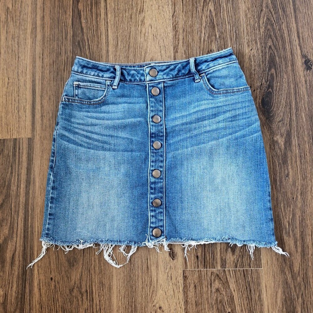 Abercrombie & Fitch Blue Denim Button-Front Mini Skirt -Size 27